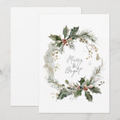 メリー＆ブライト 水彩 wreath フェスティバル グリーティング シーズンカード (正面/裏面)