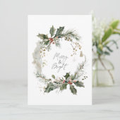 メリー＆ブライト 水彩 wreath フェスティバル グリーティング シーズンカード (スタンド正面)
