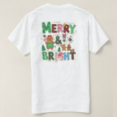 メリー&ブライト、祭りのクリスマス休日デザイン Tシャツ (デザイン裏面)