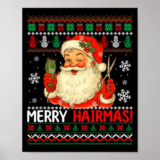 メリー ヘアマス クリスマス セーター サンタ ヘアスタイリスト ポスター (正面)