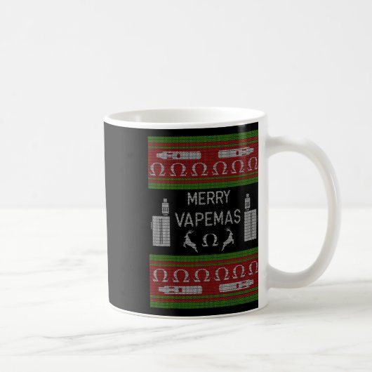 メリー・ベイプマス - 電子タバコのダサ可愛いクリスマスセーター コーヒーマグカップ (右)