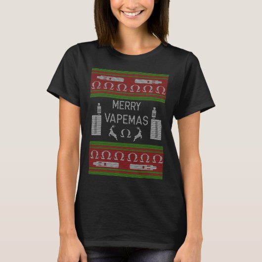 メリー・ベイプマス - 電子タバコ Ugly クリスマスセーター Tシャツ (正面)
