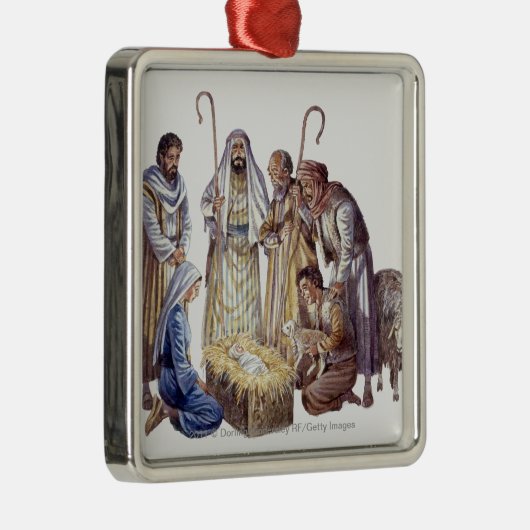 メリー、ベビーイエス・キリストを囲んでいるヨセフおよび羊飼い メタルオーナメント (右)