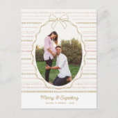 メリー&ベビー写真を期待して、かわいい弓&ドードル シーズンポストカード (正面)