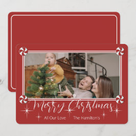 メリー ペパーミント クリスマス 写真フラット ホリデーカード