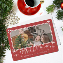 メリー ペパーミント クリスマス 写真フラット ホリデーカード