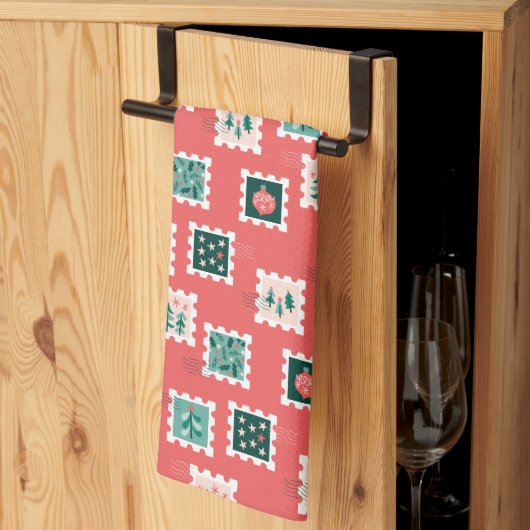 メリー・ホリデイズ スタンプ キッチンタオル (三つ折り)