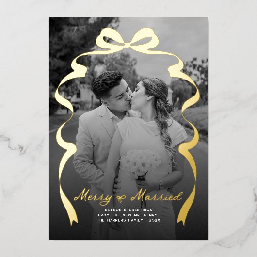 メリー&ボー結婚したフォトクリスマスニューリュウズ 箔シーズンカード (正面)