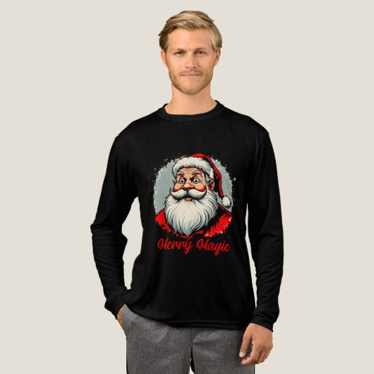 メリー・マジック・サンタ・クリスマスデザイン トライブレンドTシャツ (正面全体)