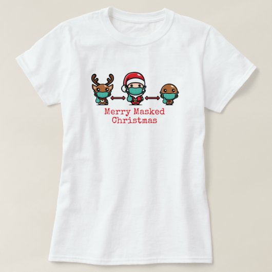 メリー・マスクド・クリスマスTシャツ Tシャツ (デザイン正面)