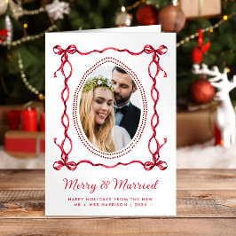 メリー・マリッジ・リボン 新婚夫婦 クリスマスフォト シーズンカード