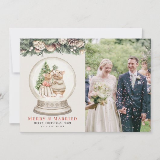 メリー&マ結婚したウスカップルのクリスマスフォト シーズンカード (正面)