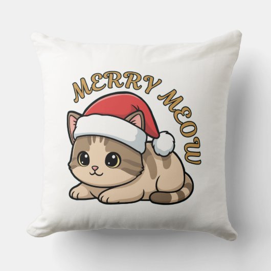 メリー・ミャウ クリスマスの猫のスロー枕 クッション (正面)