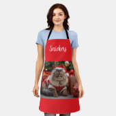 メリー メインクーン 猫 クリスマス パーソナライズド エプロン (着用した状態)