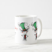 "メリー"メリークリスマス小妖精や小人Top Hat コーヒーマグカップ (正面右)