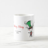 "メリー"メリークリスマス小妖精や小人Top Hat コーヒーマグカップ (中央)