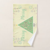 「メリー」メリークリスマス・ツリーと雪 バスタオルセット (ハンドタオル)