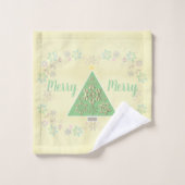 「メリー」メリークリスマス・ツリーと雪 バスタオルセット (ウォッシュタオル)