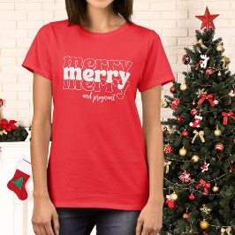 メリー・メリー・アンド・プレグナント ホワイトクリスマス タイポグラフィ Tシャツ