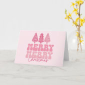 メリー メリー クリスマス - ピンクのホリデーデザイン カード (黄色い花)