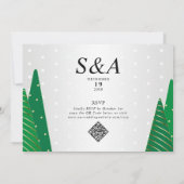 メリー&モダン結婚したクリスマススター結婚ツリー 招待状 (裏面)