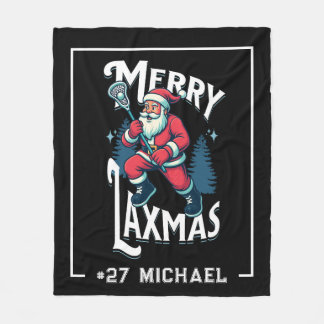 メリー・ラックスマス ブラック・クリスマス ラクロスクリスマス フリースブランケット