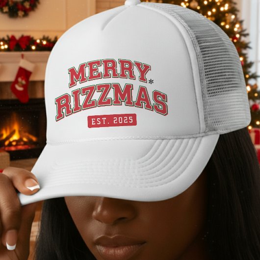 メリー・リズマス スポーツ風 おもしろクリスマス 赤 キャップ