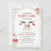 メリー リトル ガール グース クリスマス ベイビー シャワー 招待状 (正面)