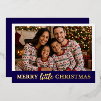 メリー・リトル・クリスマスパーソナライズド写真とテキスト 箔シーズンカード
