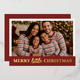 メリー・リトル・クリスマスパーソナライズド写真とテキスト 箔シーズンカード