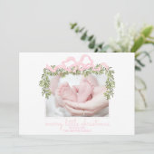 メリー リトル クリスマス カード 新生児 赤ちゃん ピンク (スタンド正面)