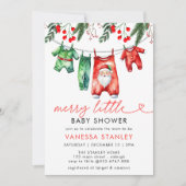 メリー・リトル・フローラル・クリスマス サンタ ベイビー シャワー 招待状 (正面)