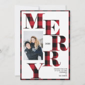 メリー | レッドバッファロープライド垂直フォトホリデー 招待状 (正面)