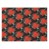 メリー・レッド・クリスマス・ポインセチア・ホリデー・ブラック テーブルクロス (正面(横))