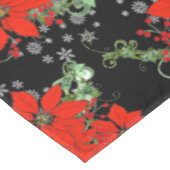 メリー・レッド・クリスマス・ポインセチア・ホリデー・ブラック テーブルクロス (アングル)