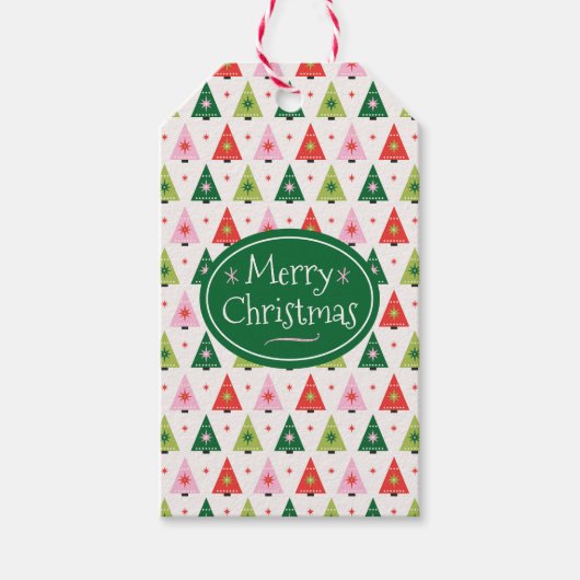 メリー&レトロモダンクリスマスツリーズギフトラベル ギフトタグ (正面)