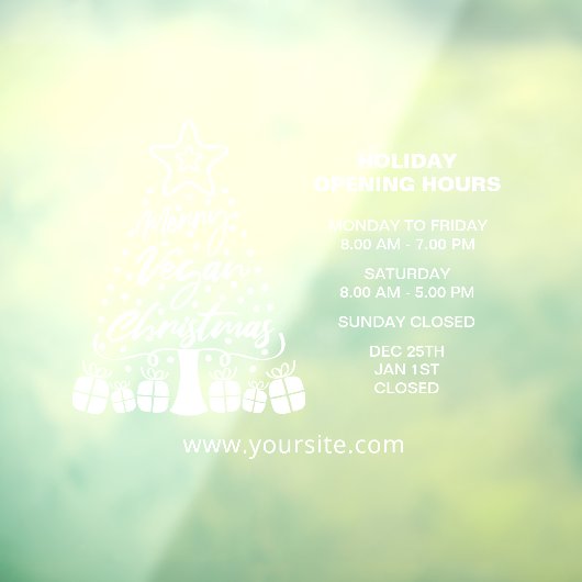 メリー・ヴィーガン・クリスマス 開店時間の案内板 ウィンドウサイン (シート3)