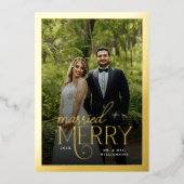メリー&写真結婚した新婚クリスマス 箔シーズンカード (正面)