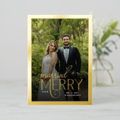 メリー&写真結婚した新婚クリスマス 箔シーズンカード (立ち正面)