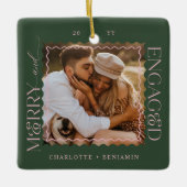 メリー&婚約したモダンミニマルWavy Photo Keepsake セラミックオーナメント (正面)