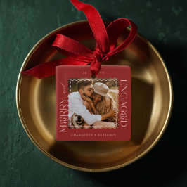 メリー&婚約したモダンミニマルWavy Photo Keepsake セラミックオーナメント