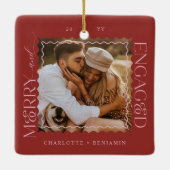 メリー&婚約したモダンミニマルWavy Photo Keepsake セラミックオーナメント (裏面)