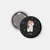 メリー&愛らしいシーズー(犬)ズスノーフレーク犬の名前 マグネット (正面/裏面)