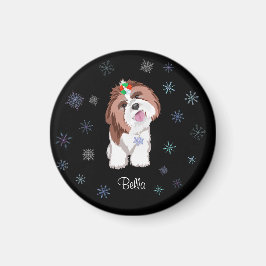 メリー&愛らしいシーズー（犬）ズスノーフレーク犬の名前 マグネット