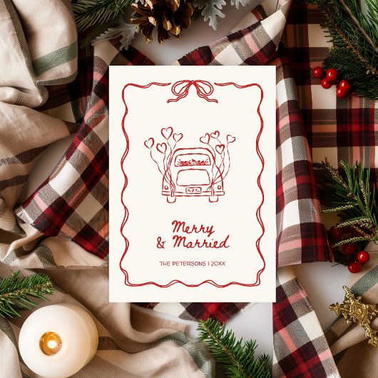 メリー&手結婚した引き赤い写真クリスマス シーズンカード