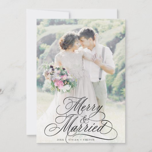 メリー&新結婚したしい結婚初めてのクリスマス写真 シーズンカード (正面)