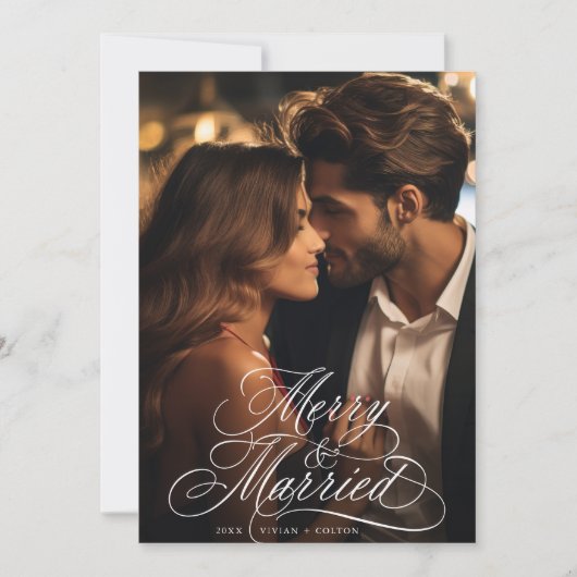 メリー&新結婚したしい結婚初めてのクリスマス写真 シーズンカード (正面)