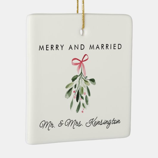 メリー&新結婚したパーソナライズされた婚WeddingPhoto セラミックオーナメント (右)