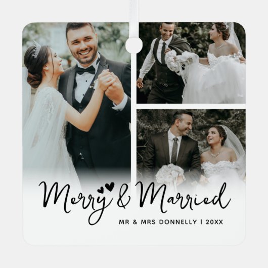 メリー&新結婚した婚の記念クリスマス メタルオーナメント (正面)