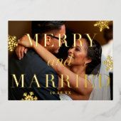 メリー&新結婚した婚ホリデーFOILフォトカード 箔シーズンポストカード (正面)